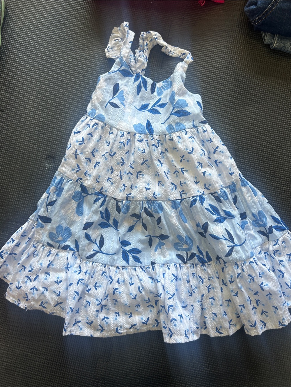 Catherine Malandrino White and Blue Floral Tiered Dress for Girls